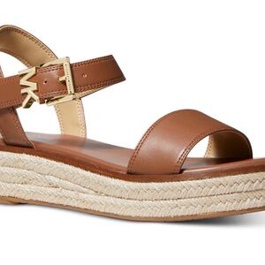 Michael Kors Brown Leather Espadrille Sandals